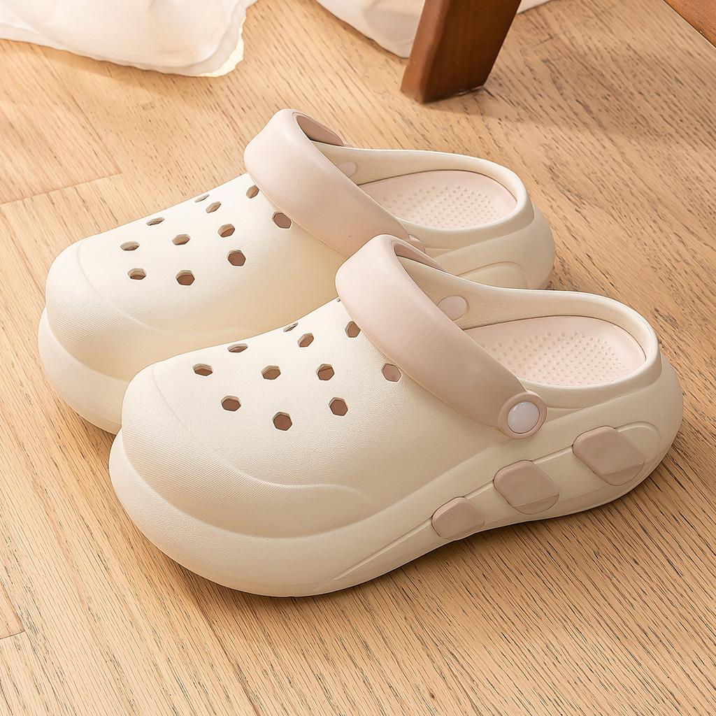 Женские тапочки EVA Hole Shoes Slip-On с толстой подошвой, дышащие, мягкие, уличные тапочки