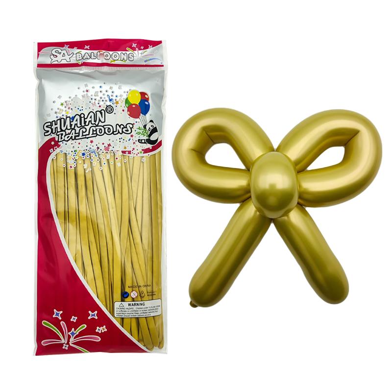 100pcs/bag 260 Magic Weaving Twist Chrome Metallic Long Latex DIY Birthday Party Wedding Long Balloon