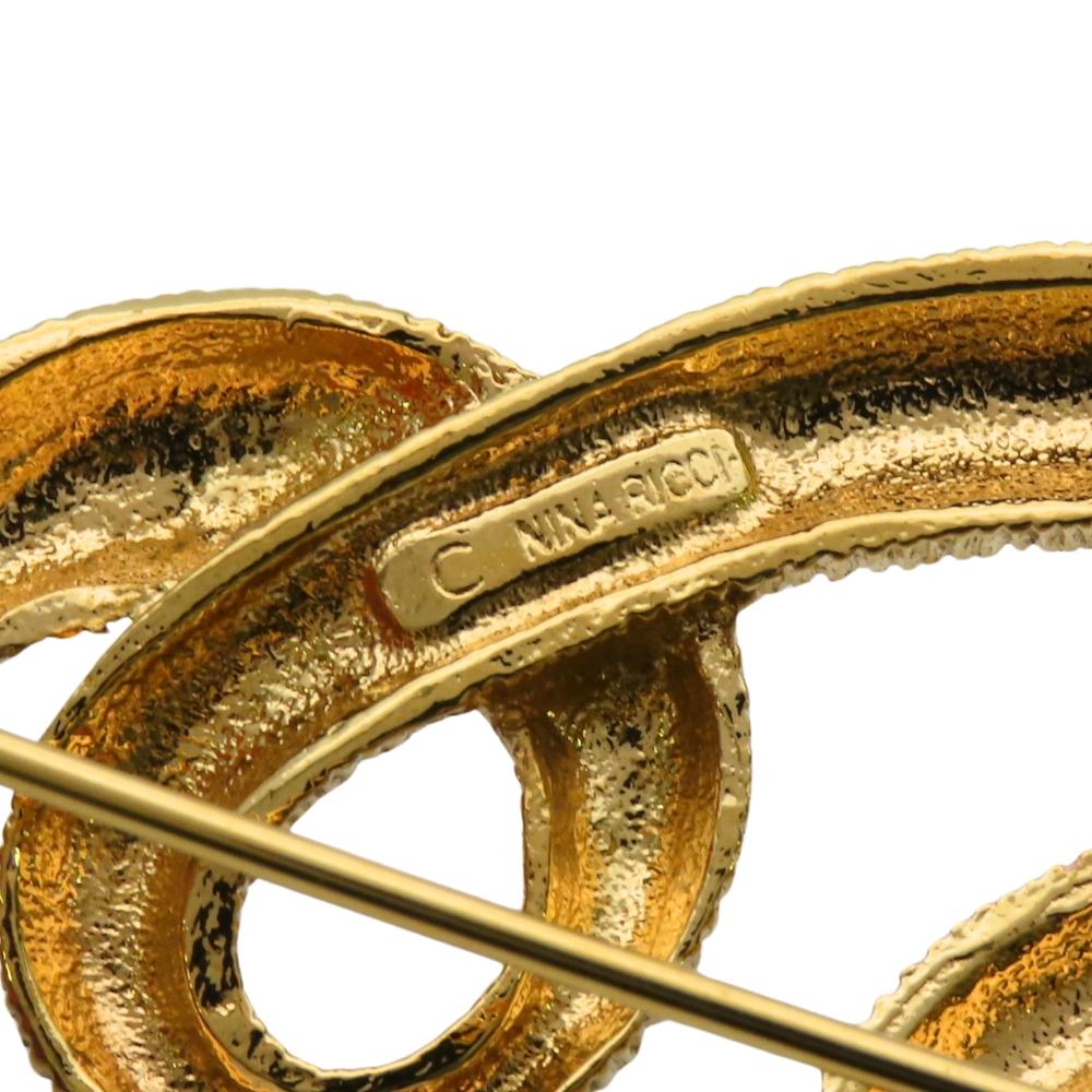 Used NINA RICCI Brooch Twist design metal 22.1g gold plating