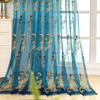 1-Panel Luxury Blue Embroidered Sheer Curtain - Light Filtering, Vintage Flower Pattern, Lace Voile Draperies for Living Room, Bedroom, Dining Room