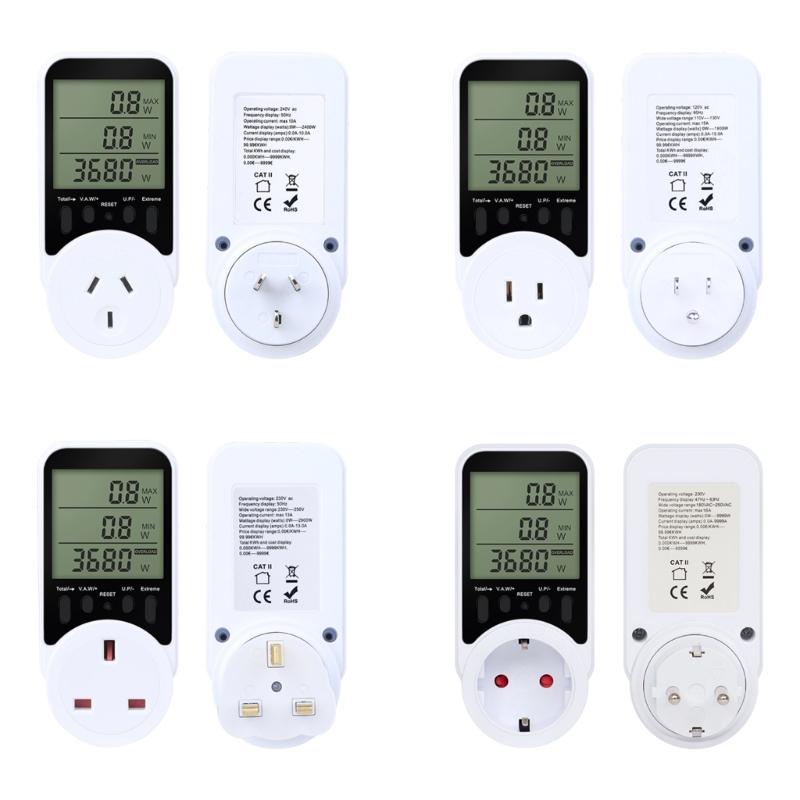Voltages Current Power Monitor With LCD Display 16A 3680W Plug-in Socket Power Meter with Overloads Protections For Home