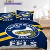 Parramatta Eels Pattern Bedding Quilt Set Quilt Cover Pillowcase Home Decoration Birthday Gift (1 * duvet cover + 2 * pillowcase, without core)