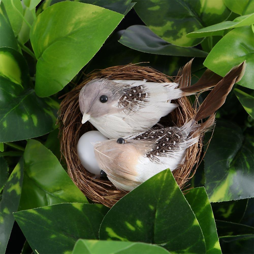 Feathered Ornaments Garden Miniature Parties Artificial Birds Bird Nest Birds Egg Home Decor
