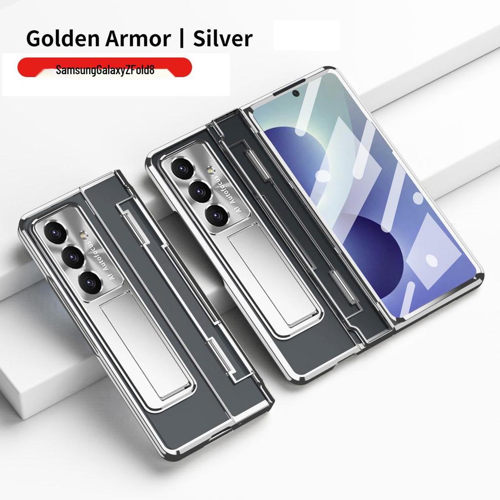 Защитный чехол для Samsung ZFold7 с плоским шарниром, электроплакированной пленкой для объектива и кожаным дизайном (Совместим с FOLD6 и W22)