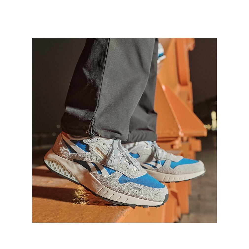 Reebok Классические кожаные кроссовки с амортизацией Hexalite, низкие, для бега, унисекс, серые, синие, 100074406