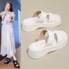 Thick-bottomed cool slippers women's summer wear 2025 new fashion muffin bottom beach versatile comfortable soft bottom