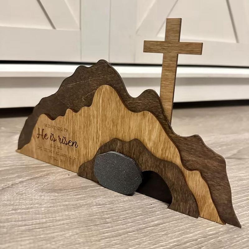Empty Tomb Easter Decor Wooden Ornaments Resurrection Scene And Crosses Wooden Decoration Set Tomb Easter Tray Bundle Kit