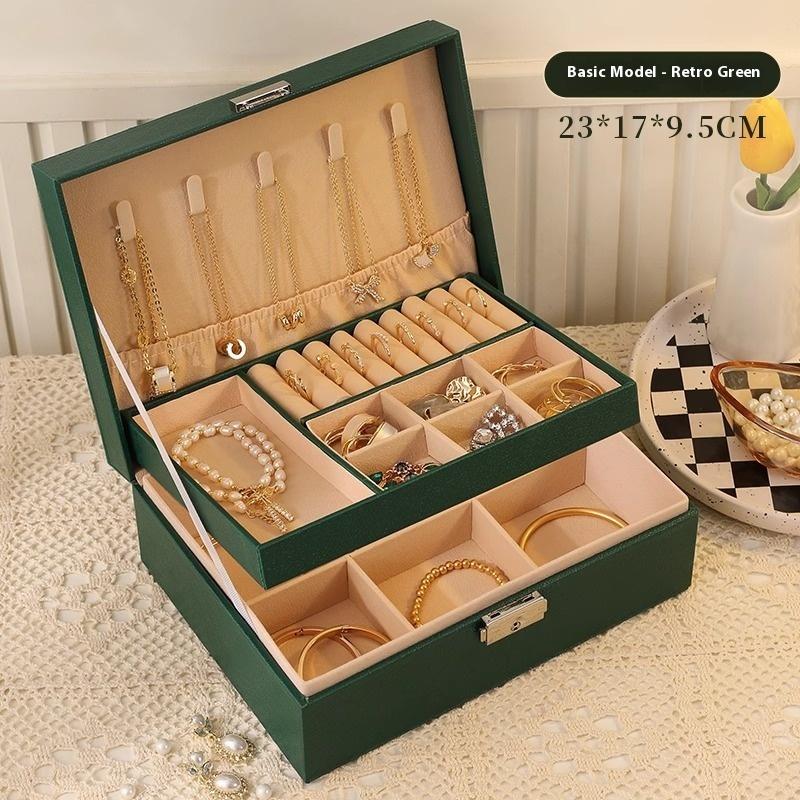Jewelry Storage Box High-end Delicate Gold Hand Jewelry Bracelet Necklace with Lock Earrings Ring Jewelry