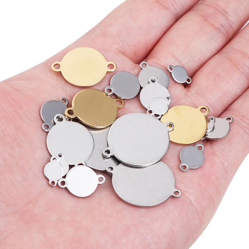 10Pcs Stainless Steel Blank Pendant Multi Size Round Disc Pendant For DIY Logo Hanging Tag Necklaces Jewelry Making Supplies