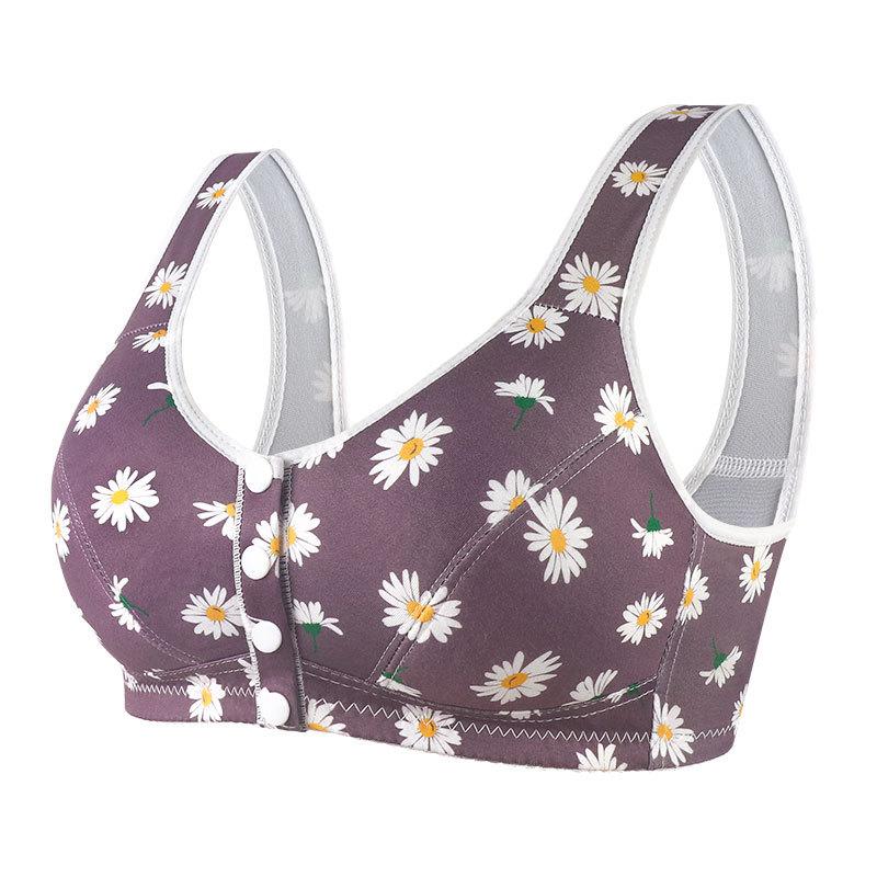 Нижнее белье для среднего и пожилого возраста в китайском стиле с красной пряжкой спереди, женский топ на бретелях с широкими бретелями и принтом, бюстгальтер большого размера