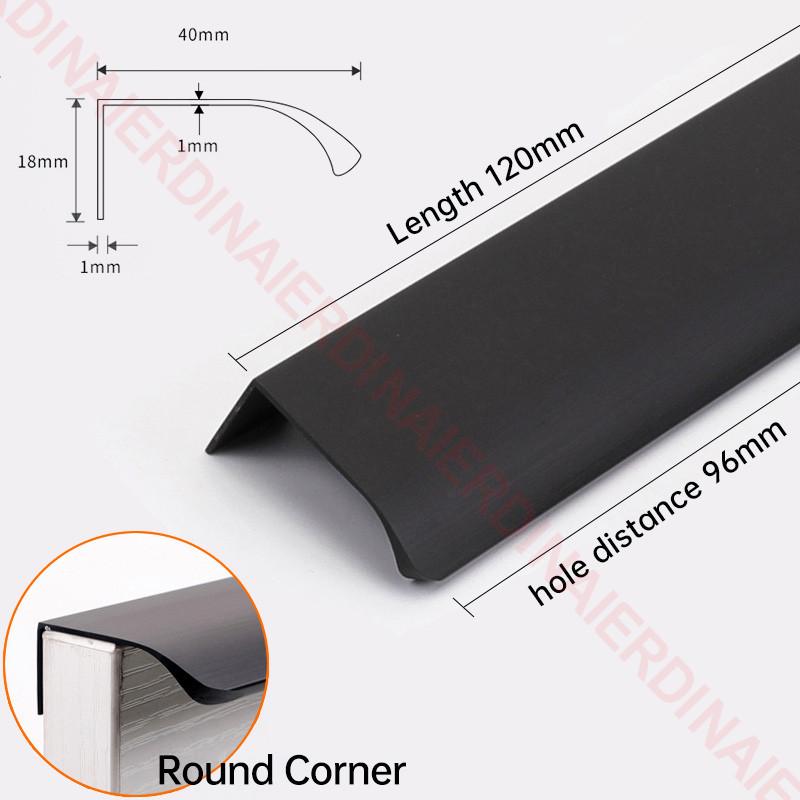 NAIERDI Gold Black Hidden Handles Long Kitchen Cabinet Pulls Silver Drawer Pulls Aluminum Alloy Furniture Handles Cupboard Knob