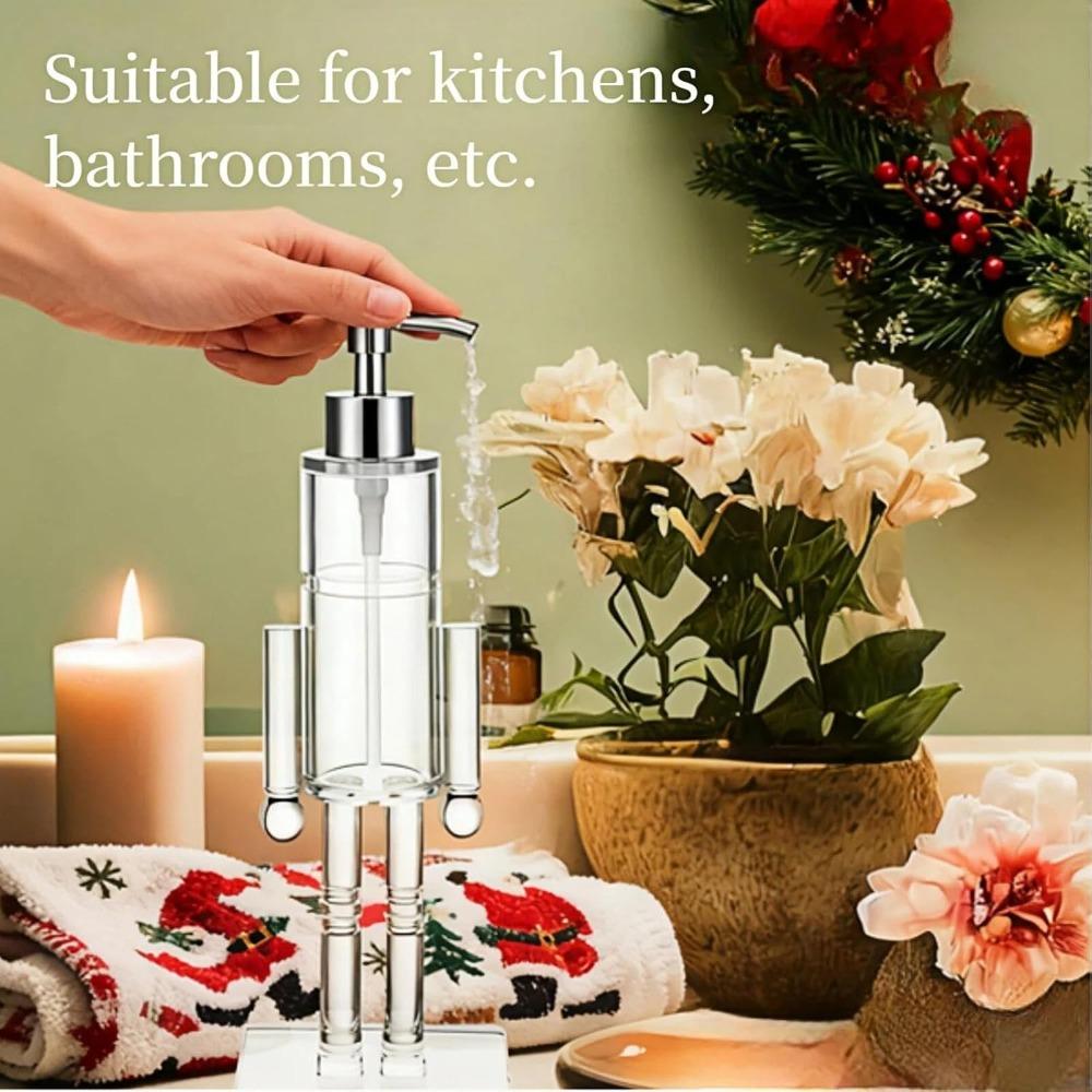 2Pcs Nutcracker Soap Dispenser, Christmas Soap Dispenser for Kitchen and Bathroom, Refillable Christmas Lotion Container