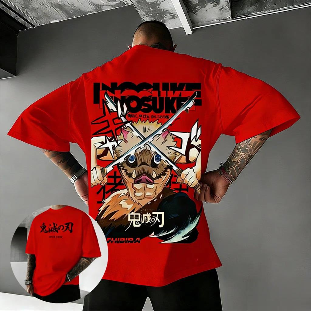 2026 Anime Demon Slayer Hashibira Inosuke T Shirt Summer Cotton Unisexs Unisex Streetwear Casual Trendy Short Sleeve Oversize Top