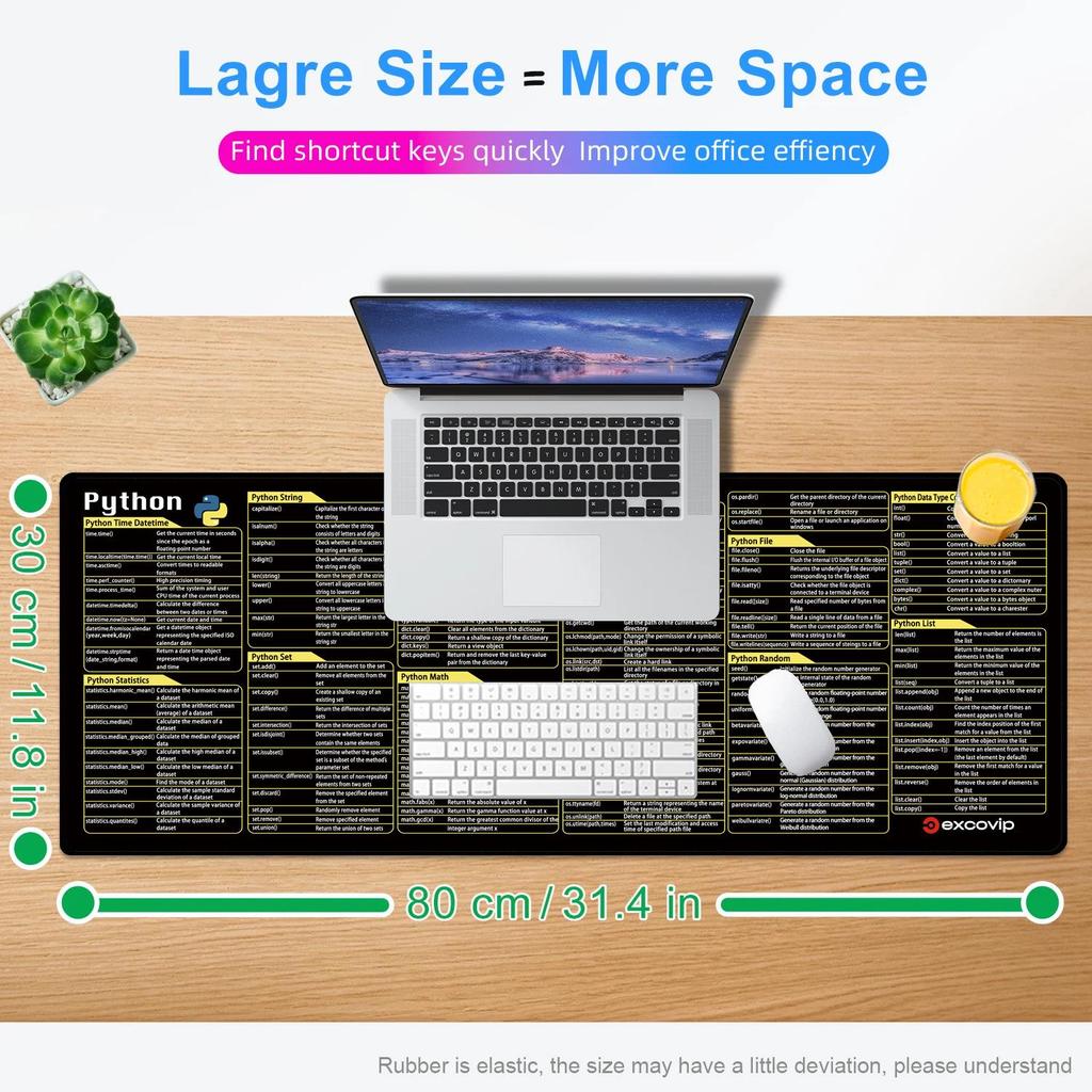 Индивидуальная нескользящая коврик для мыши с английскими сочетаниями клавиш Excel для офиса - Европейский и американский стиль