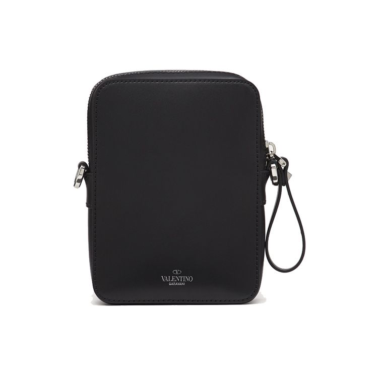 Valentino VLTN Letter Print Detachable Shoulder Strap Calfskin Messenger Bag Men bags Black UY2B0-943WJW-0NI