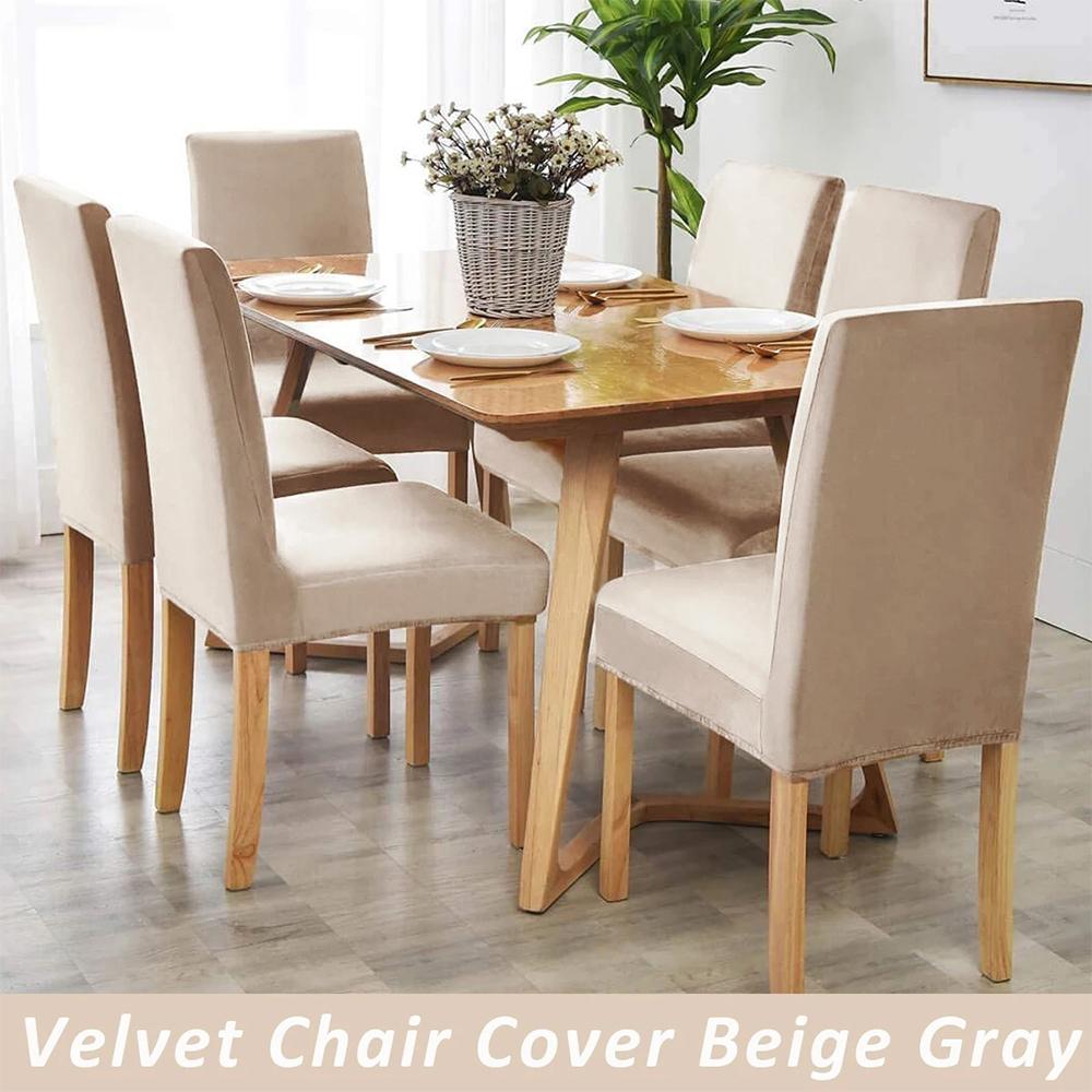 Thick Velvet Stretch Chair Cover Solid Dining Room Office Banquet Seat Slipcover 1 Piece