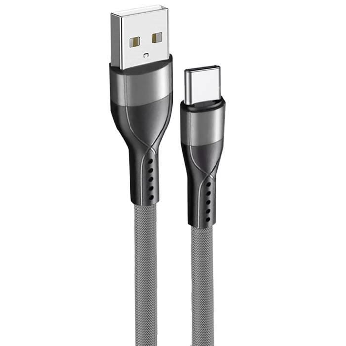 Câble USB-C Charge Rapide 3A pour Google Pixel 9 - 9 Pro - 8 - 8a - 8 Pro - 7 - 7a - 7 Pro - 6 - 6 Pro - 6a - Nylon Slim 1M Gris