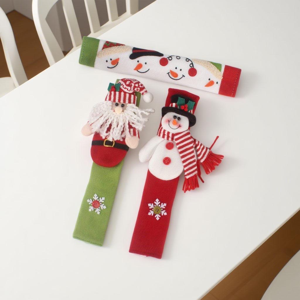 1 комплект рождественских чехлов для ручек холодильника - украшения для интерьера дома и холодильника