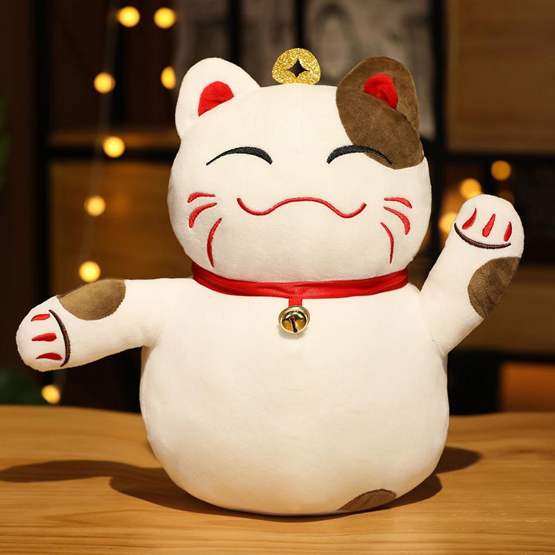 25/35см Кукла-кошка Мягкая набивная Улыбающаяся Кошка Удачи Плюшевая игрушка Животное Маленький колокольчик Одетая Стоящая кошка