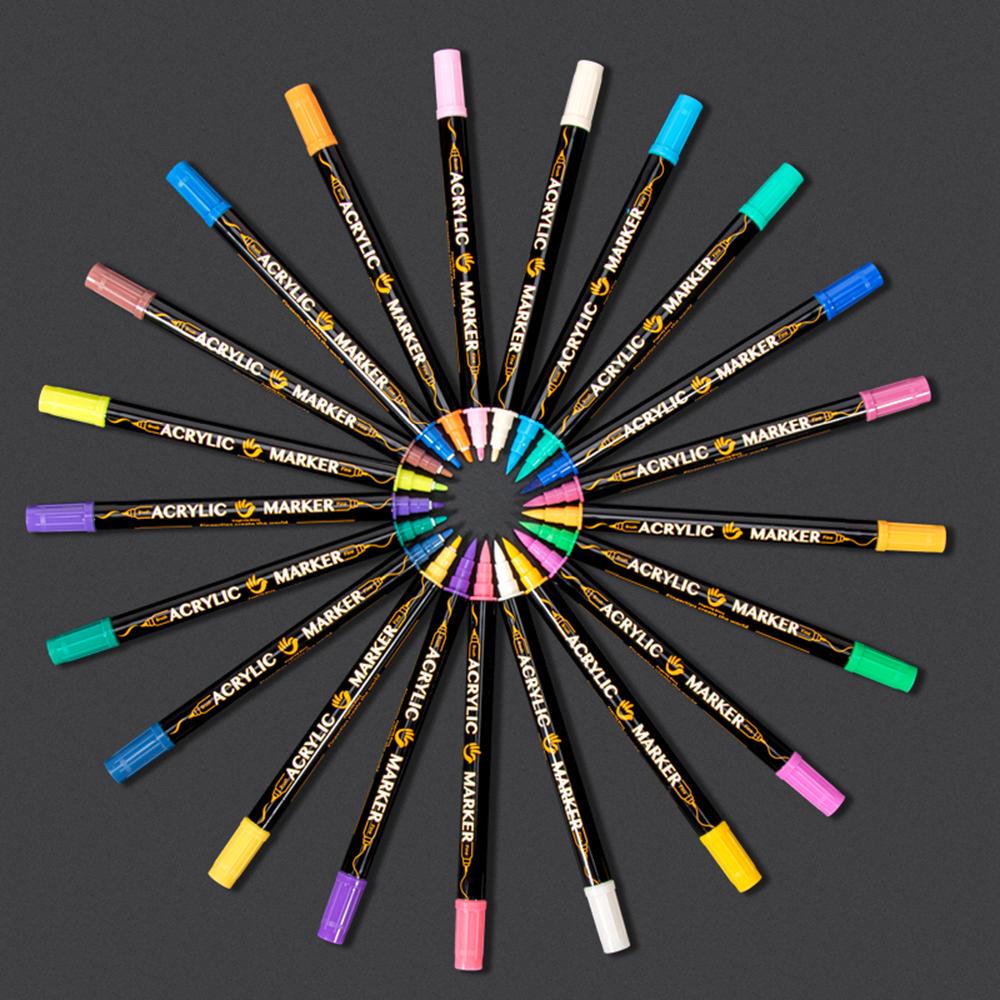 36-Pack  Acrylic Paint Markers Vibrant Color Assortment Dual-Tip Quick Dry Non Toxic for Kids Adult