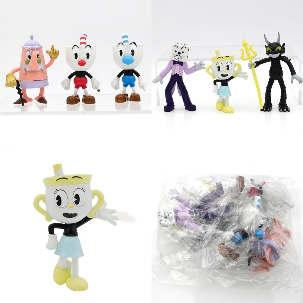 Красочная кукла Cuphead 3,6-4 дюйма Игровая периферия Ручная работа Украшения для торта 6 шт./набор