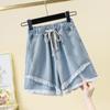 Ladies Summer Plus Size Frayed High-waisted Wide-leg Denim Shorts for Women Large Loose Casual Personality Shorts