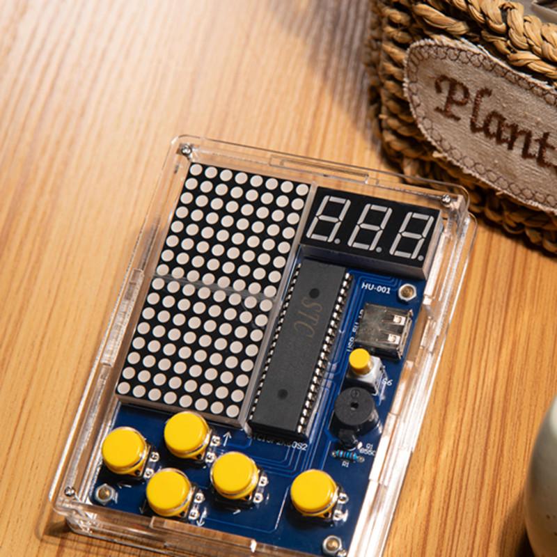 DIY Pixel Game Console Kit with Tetris - 51 Microcontroller & Loose Parts (Model HU-001)