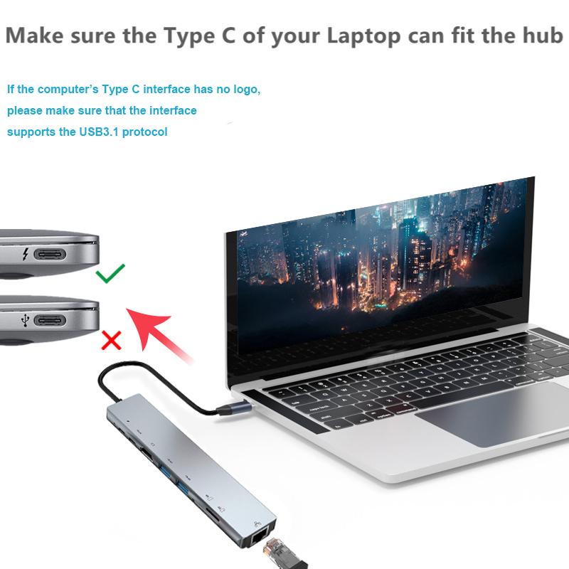 USB-C/USB-A Dual-Interface Hub 5-in-1 Adapter with USB3.0/2.0 Ports and SD/TF Card Reader for Laptops and Desktop Computers
