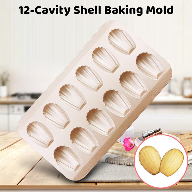 12-Hole Shell Design Cake Baking Pan Perfect for Holiday Dessert Making
