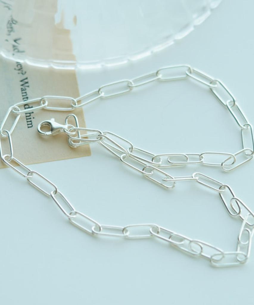 Alleun Silver 925 Clip Square Chain Long Necklace