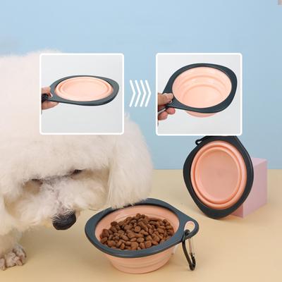 Миска для корма для домашних животных Кошка и собака Корм для животных Силиконовая Складная Портативная 2 в 1 для питомца с карабином Бутылка Для путешествий на открытом воздухе Контейнер для воды