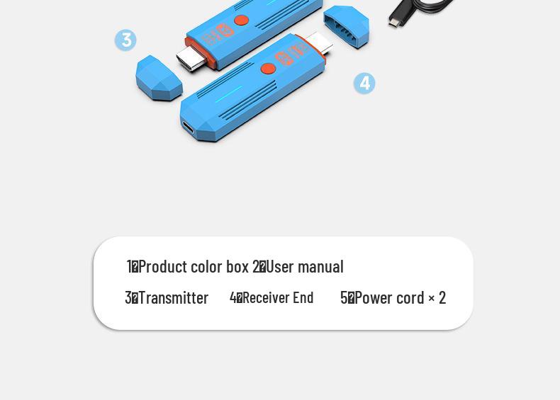 Беспроводной передатчик и приемник 4K HDMI, портативный удлинитель 50 м