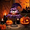Witch Hat Lamp Stained Resin Gothic Wizard Hat LED Night Light Spooky Small Table Lamp for Indoor Bedroom Halloween Decor