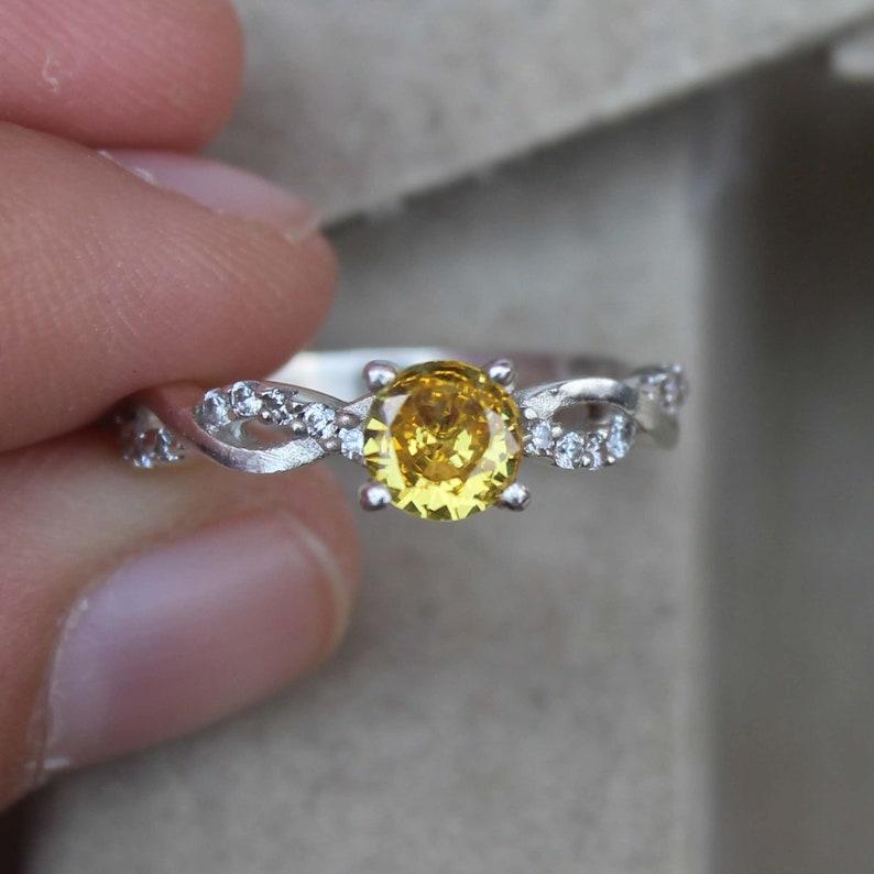 Natural Yellow Sapphire Ring, Engagement Ring, 925 Sterling Silver, Wedding Ring, Yellow Sapphire Ring, Birthstone Ring, Gift for Women.