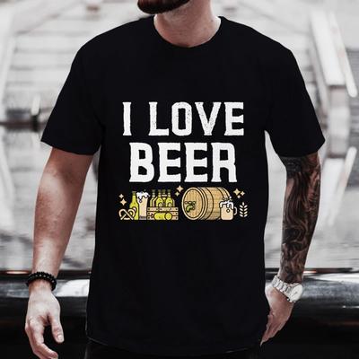Футболки с забавным графическим принтом I Love Beer для мужчин, уличная одежда Y2k, топы для вечеринок Friends Beer DAY Drinker, одежда больших размеров, футболки с коротким рукавом