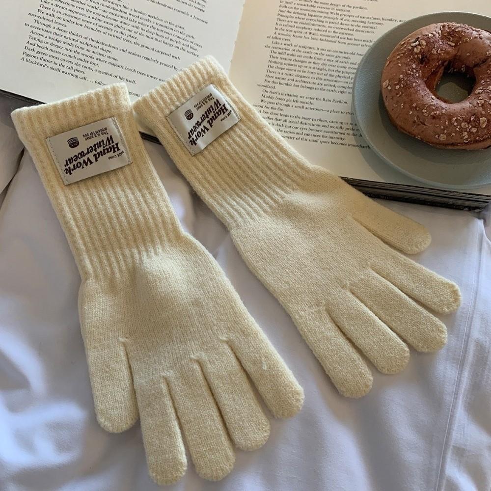 10Colors Full Finger Knitted Gloves Warm Lining Faux Cashmere Gloves Warm Winter Gloves Typing Use