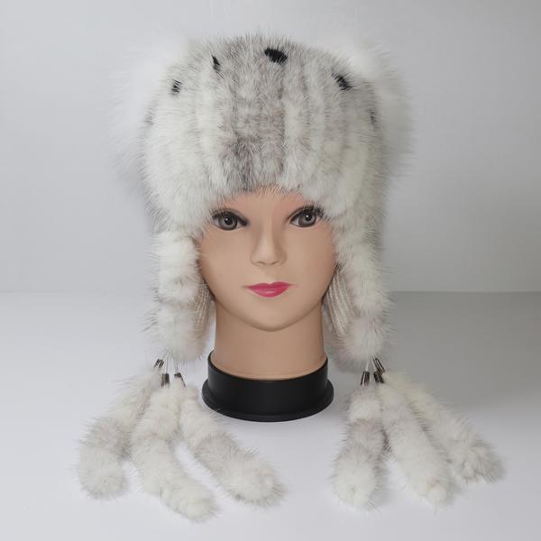 Шапки для защиты ушей для женщин, зимняя шапка из натурального меха норки, женская вязаная шапка из натурального меха норки, хорошее качество, теплые меховые шапки