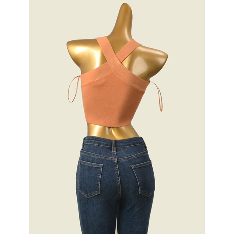 Affordable Luxury Fashion Brand Cross-Halterneck Vest Fashion Wind Sexy Sexy Short Inner Wear Knitting Base Small Sling