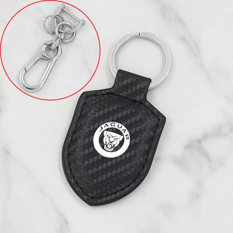 Кожаный брелок с узором под карбон для Jaguar XEL, F-Pace, F-Type и XF