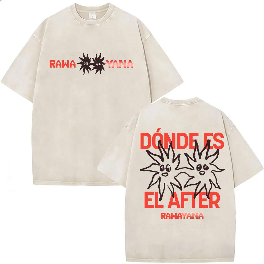 Vintage Washed Rawayana Donde Es El After Album Print TShirt Men Women Hip Hop Pop Music Short Sleeve T Shirt Streetwear