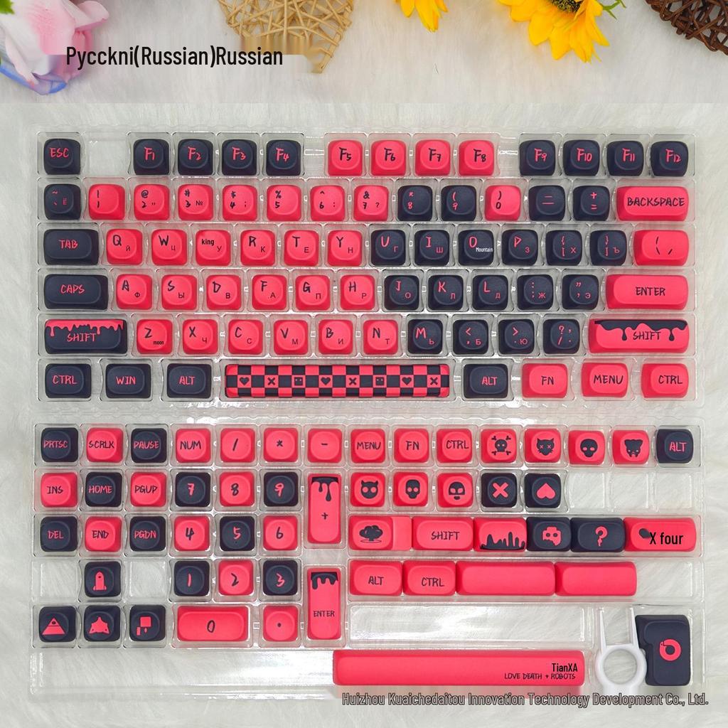 Набор PBT-колпачков XDA Love to Crash Pink с пятисторонней сублимационной печатью для механических клавиатур