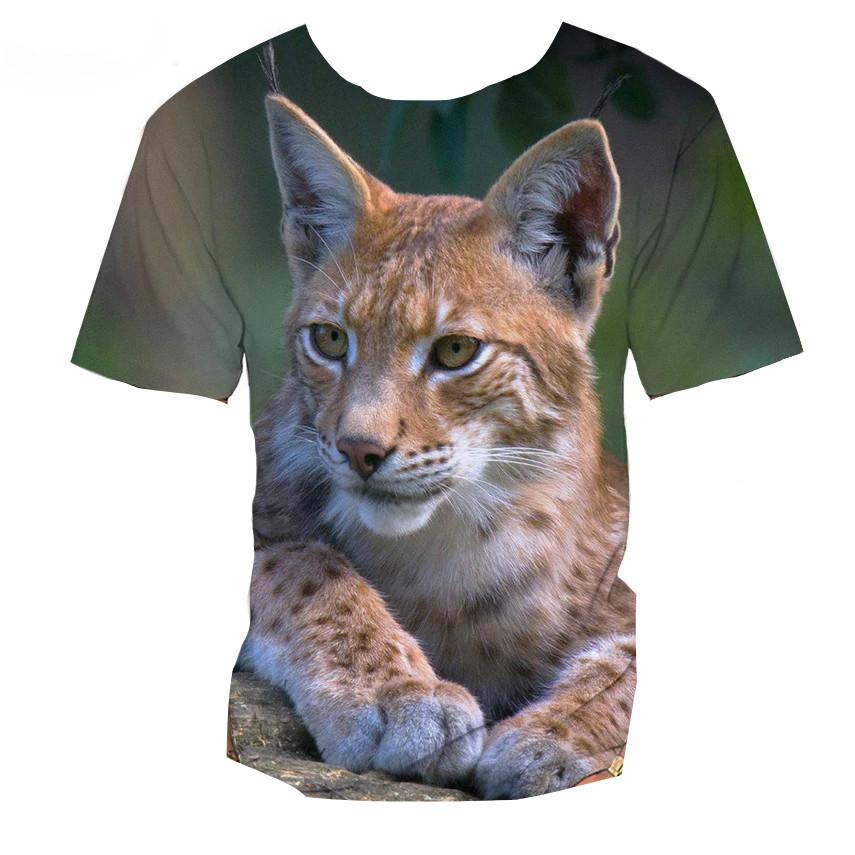 3D Lynx Animal Print Kids Short Sleeve T Shirt O Neck Loose Outdoor Daily Summer Top