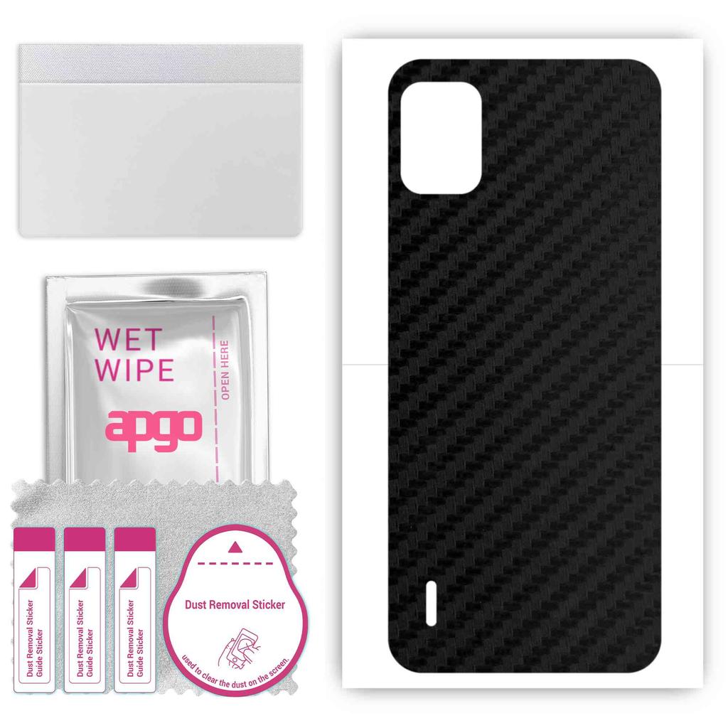 apgo Protective Skin Sticker for the Back Compatible with Nokia C12, Wrap Film, Foil, Vinyl - Pattern Carbon Black