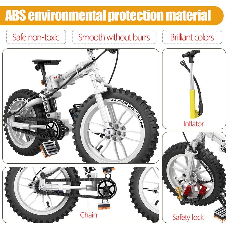 Новый городской креативный велосипед с кирпичами и надувным складным горным спортом, внедорожные велосипеды, строительные блоки, модель для детей, игрушки