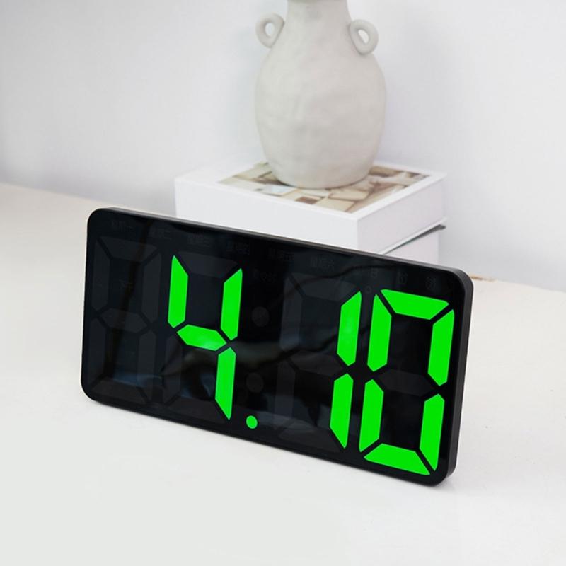 Digital Wall Clock With Large LED Display, Countdown Timer, Calendar, Thermometer, Adjustable Brightness
