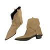American Suede Skinny Pointed Retro Fashion Small Man Heightening Horseshoe Heel 2025 Long Johns Tube Boots Stacking Boots Women