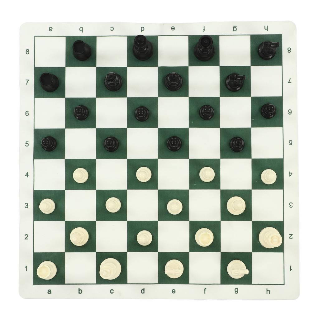 Chess Set with PP Chess Pieces Imitation Leather PU Chess Board Binding Velvet Bag Travel Chess Board Game Sets for Kids