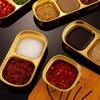 Золотые корейские миски для соуса из нержавеющей стали с разделителями, тарелка для соуса, поднос для приправ для барбекю, уксуса, специй, кетчупа