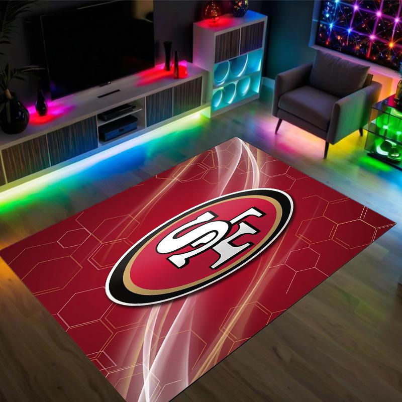 San Francisco 49ers Design Crystal Velvet Carpet Cozy Non?Slip Printed Rug For Bedroom Living Room Entrance