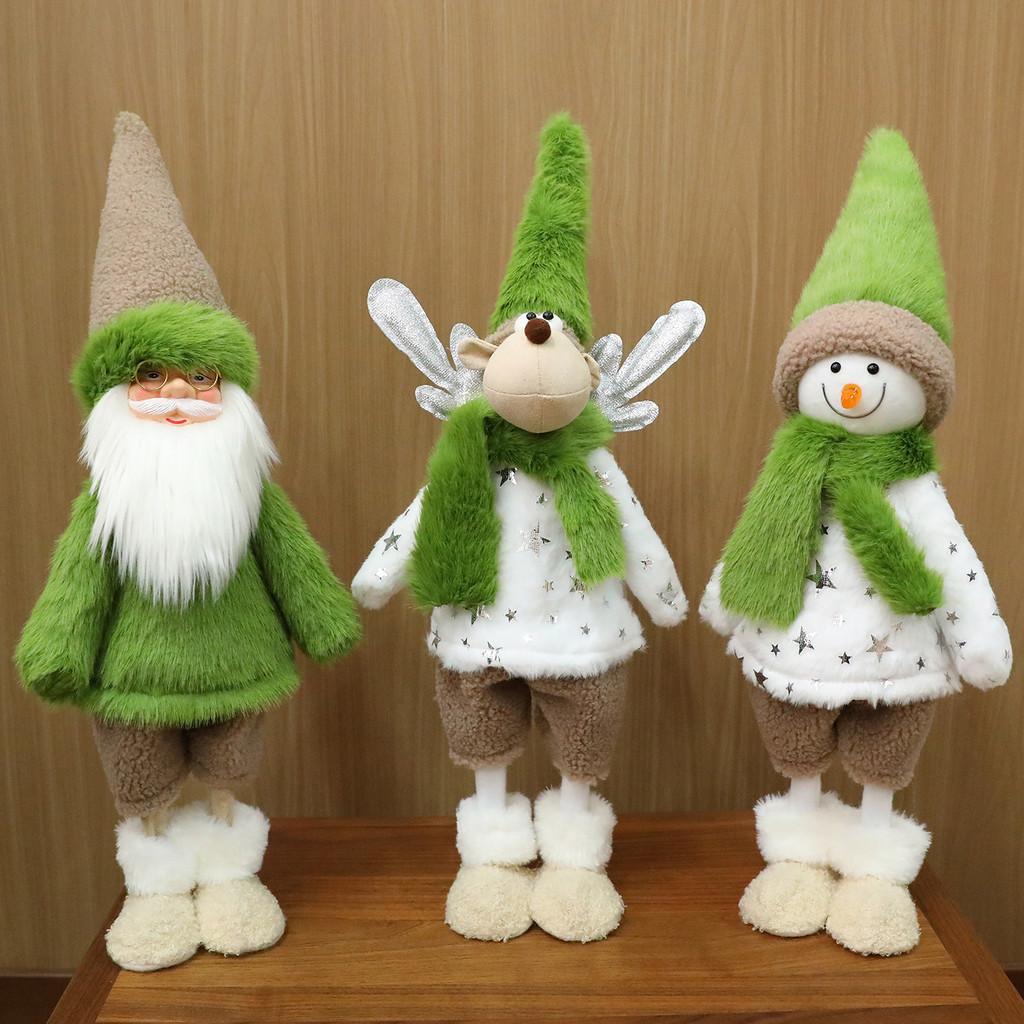 Reindeer Snowman Doll With Green Scarf Xmas Festive Decoration For Home